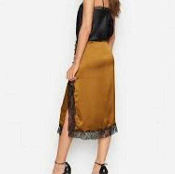 Victoria's Secret Satin Lace Side Button Slip Skirt - Picture 2 of 7